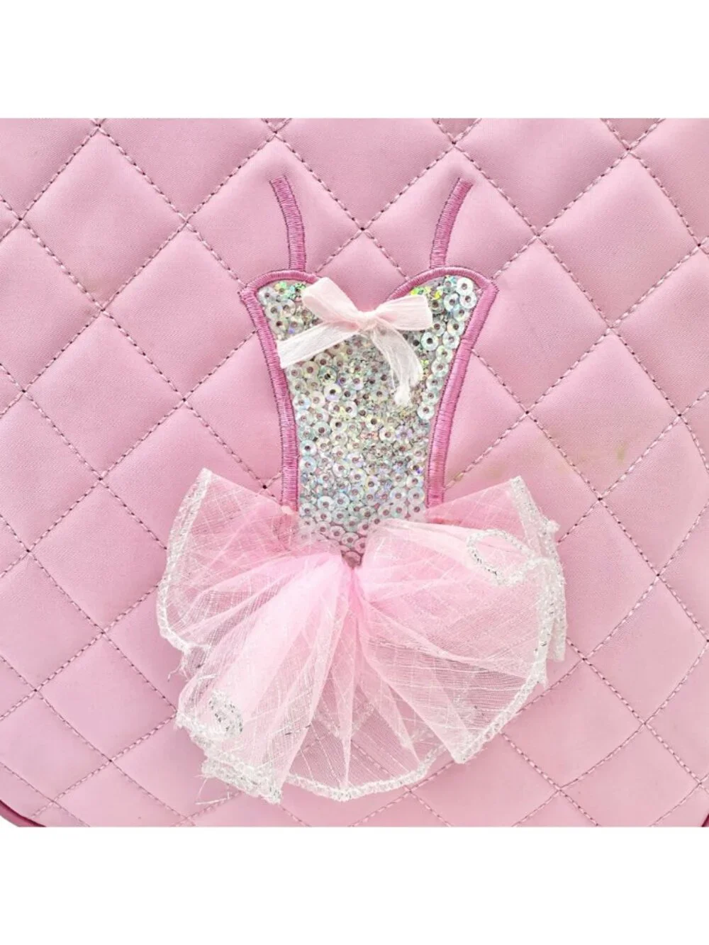 Kids Backpack Pink Quilted Ballet Theme with Tutu Adjustable Straps 12